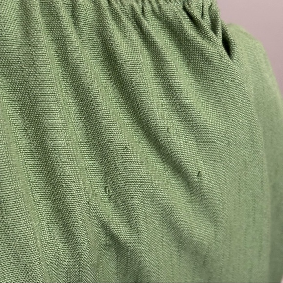 Hering Green Smocked V Neck Maxi Dress Size Medium Short Sleeve Prairie Cottage - Picture 11 of 11